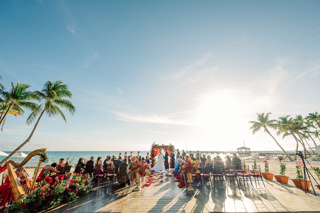 Wide shot of outdoor beach Ceremony
