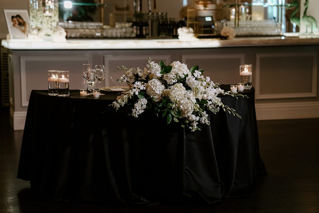 Detail shot of sweetheart table for Reception