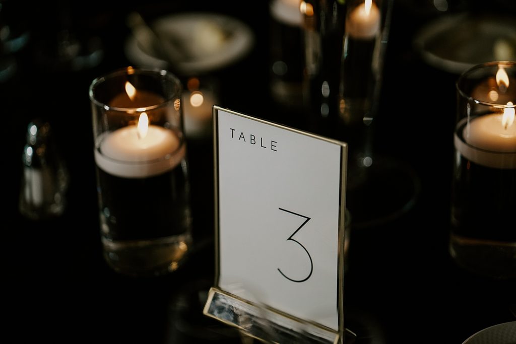 Detail shot of Reception table number