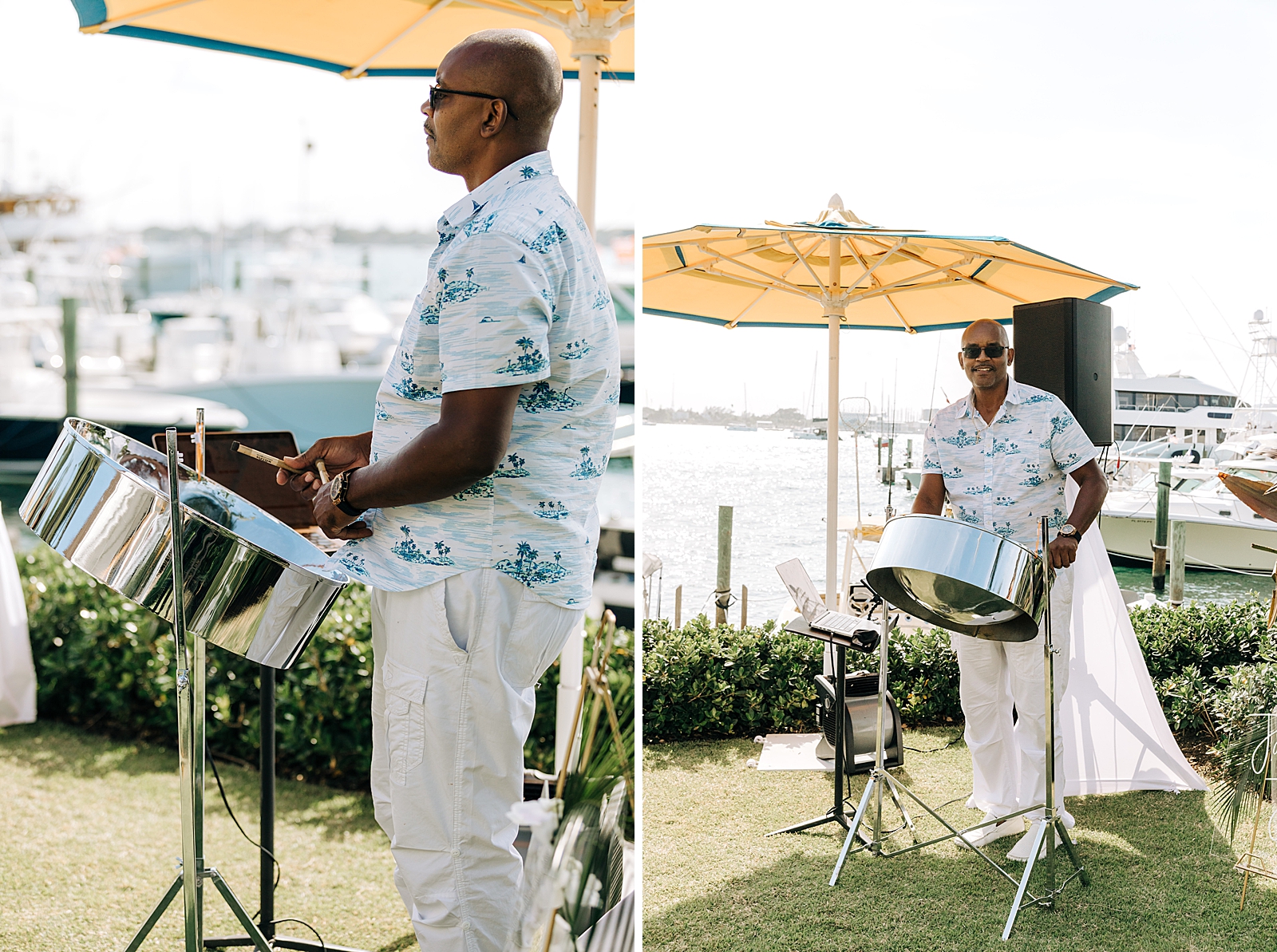 Musician playing steel drums for outdoor Ceremony